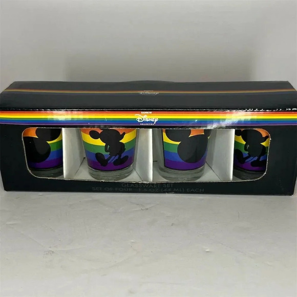 Disney Rainbow Collection 4-Piece Shot Glass Set Pride Mickey Mouse - Picture 1 of 4
